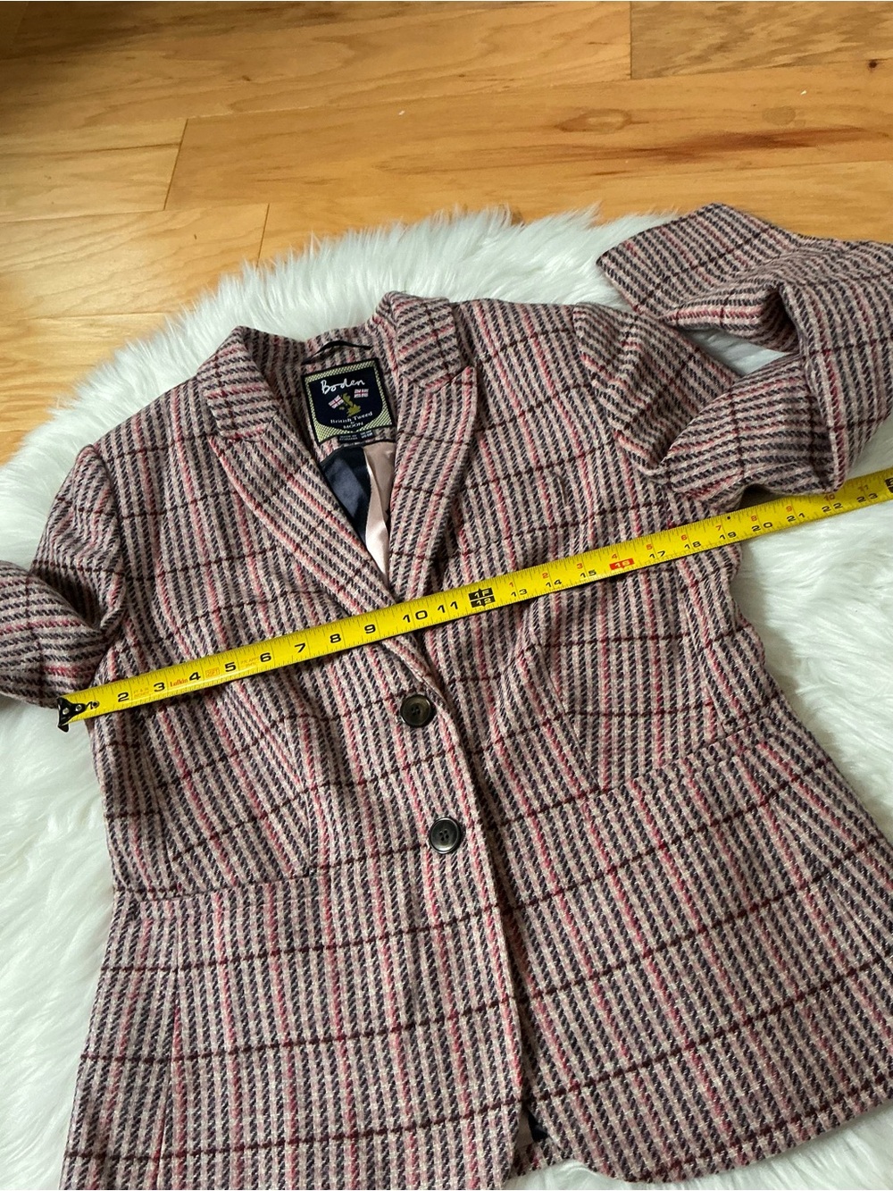 Boden Pink British Tweed By Moon Wool Blazer Size 10 - Picture 5 of 8